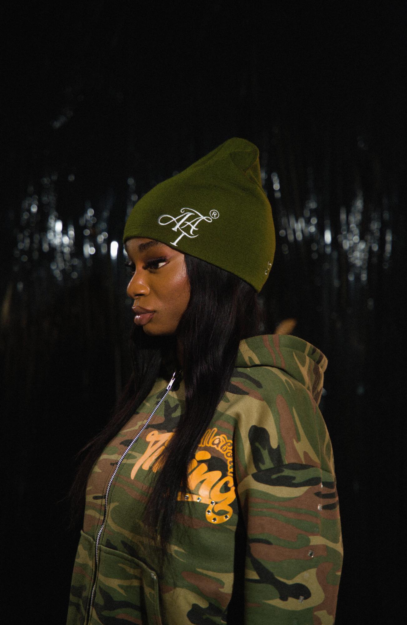 GREEN TRIPLE THREAT BEANIE